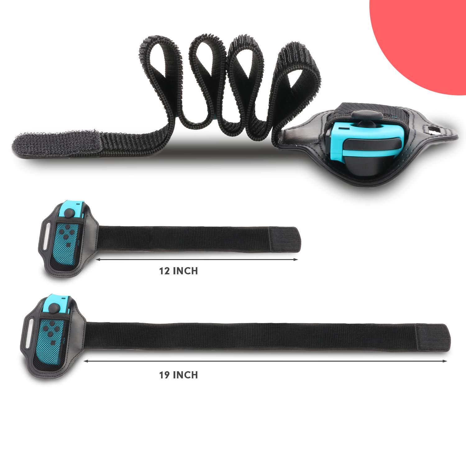 HEATFUN Leg Strap for Nintendo Switch Ring Fit Adventure & Switch Sports - 2 Pack Comfortable Adjustable Workout Accessories for Fitness Gaming at Home