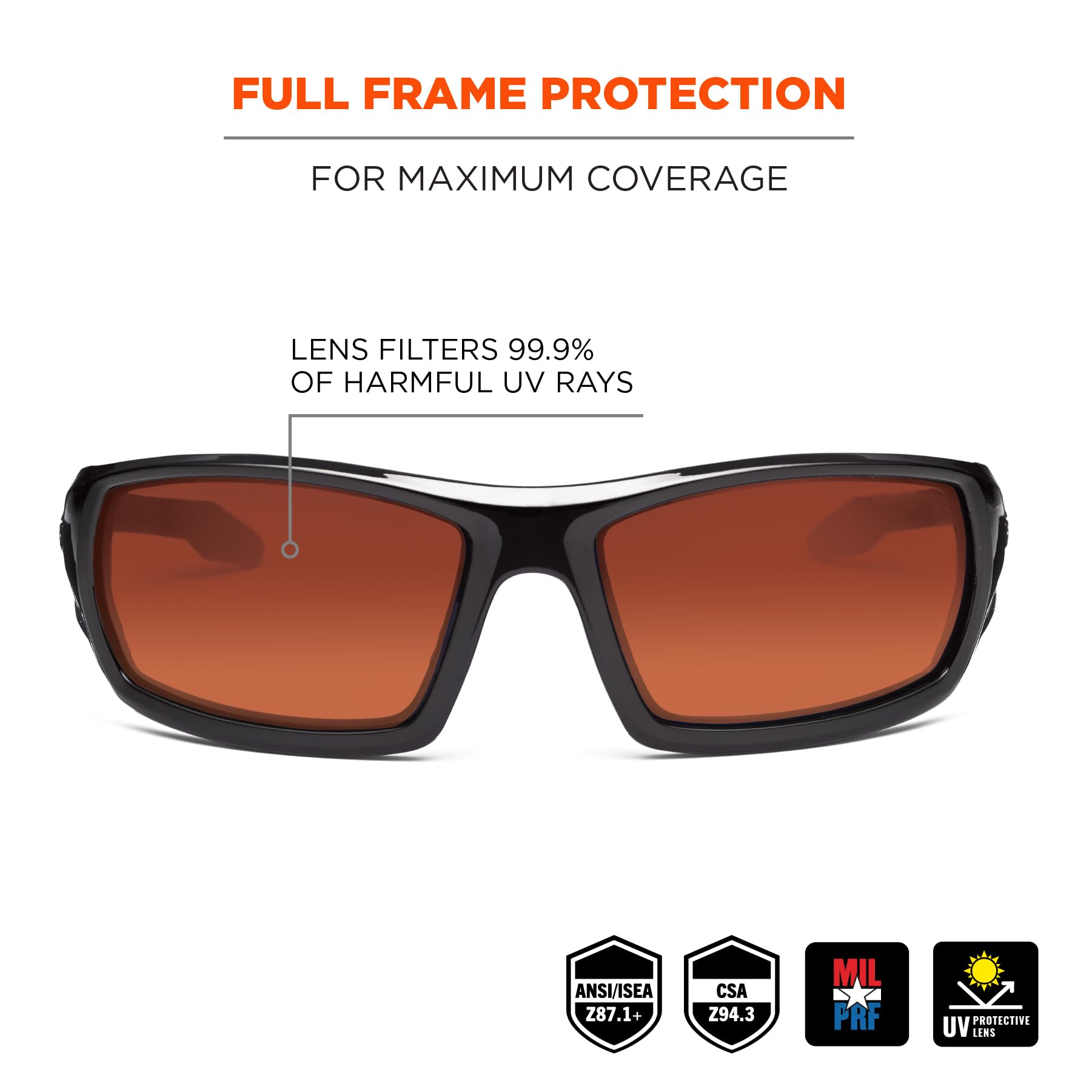 Ergodyne Skullerz Odin Safety Glasses - ANSI Z87.1 Certified, Anti-Fog, UV Protection for Construction, Woodworking & Outdoor Work