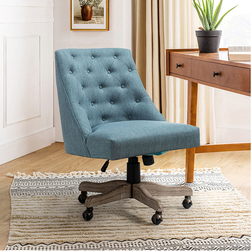Estelle Upholstered Tufted Office Chair - Ergonomic Desk Chair with Lumbar Support for Home & Office Workspace | Comfortable Computer Chair for Long Hours Sitting