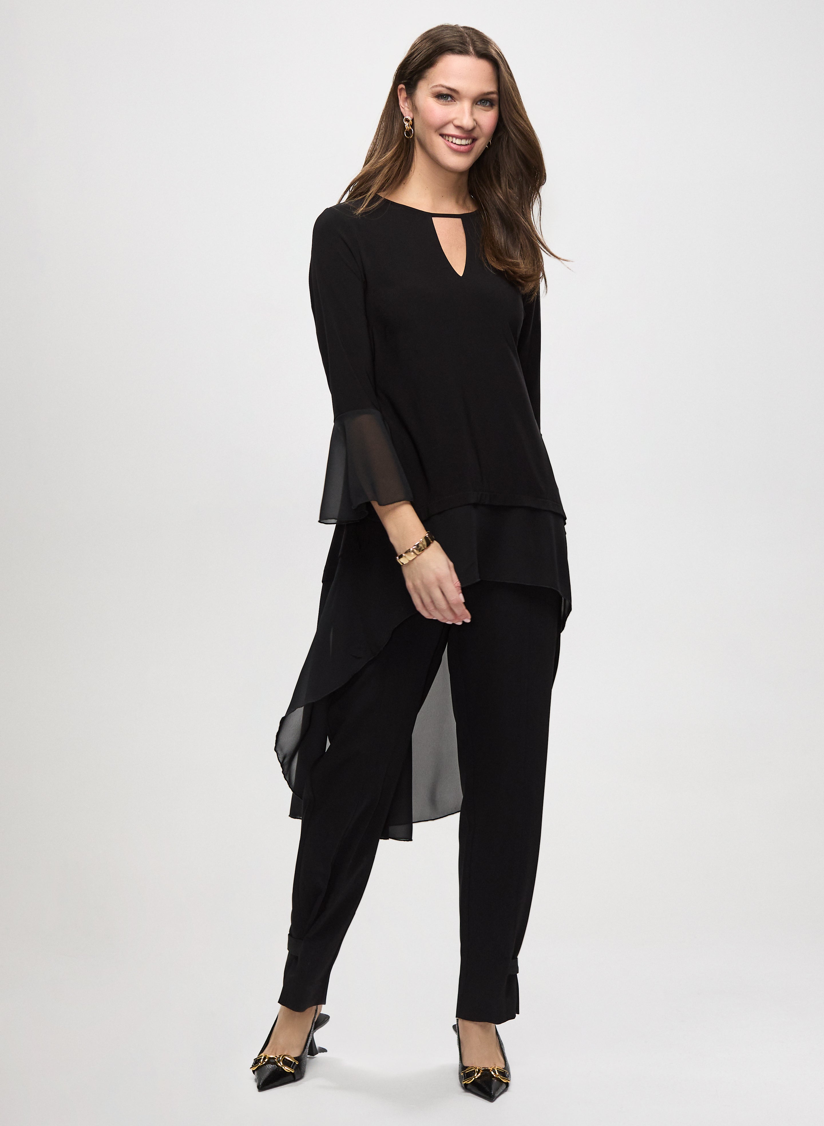 Asymmetric Tunic Top & Tapered Leg Pants Set - Women's Stylish Casual Outfit for Work, Office, and Everyday Wear