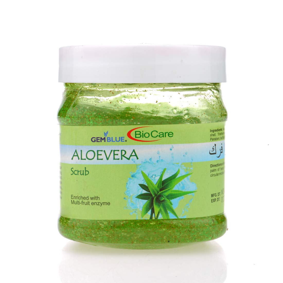 Gemblue Biocare Aloe Vera Scrub 500ml - Gentle Exfoliating Face & Body Scrub for Smooth Skin | Perfect for Daily Skincare Routine & Post-Sun Care