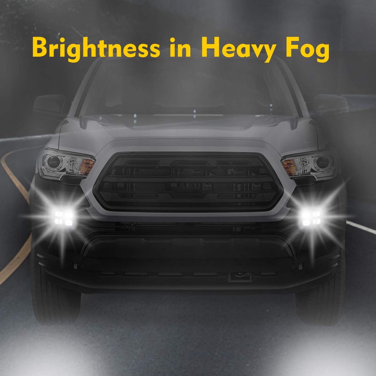 **LED Fog Lights for Toyota Tacoma 2016-2020 - DRL Fog Light Kit, Dual-Color White/Amber - Direct Replacement for Tacoma Fog Lamps - Perfect for Off-Roading & Night Driving**