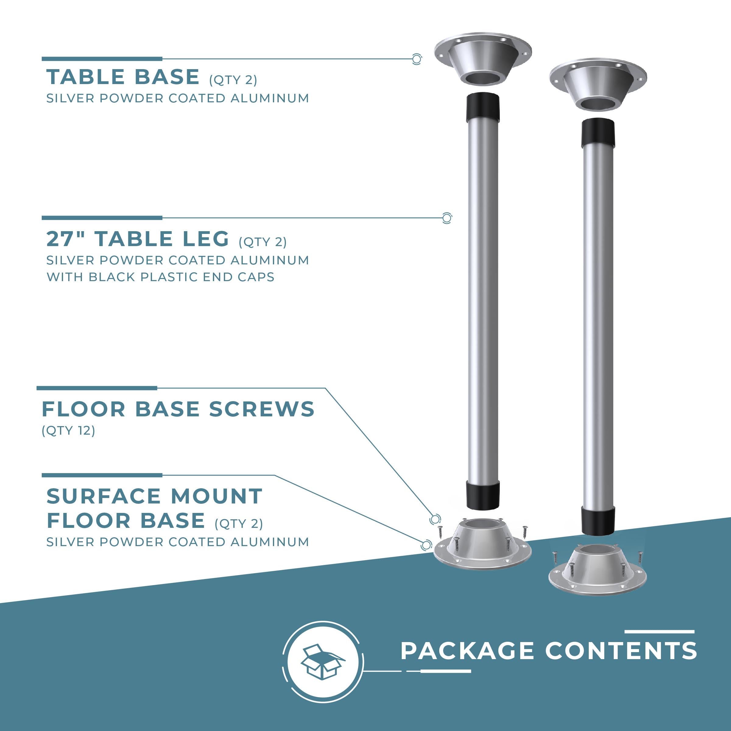 Manufacturers' Select ITC RV or Boat Table Leg System - 2 Complete SurFit 27