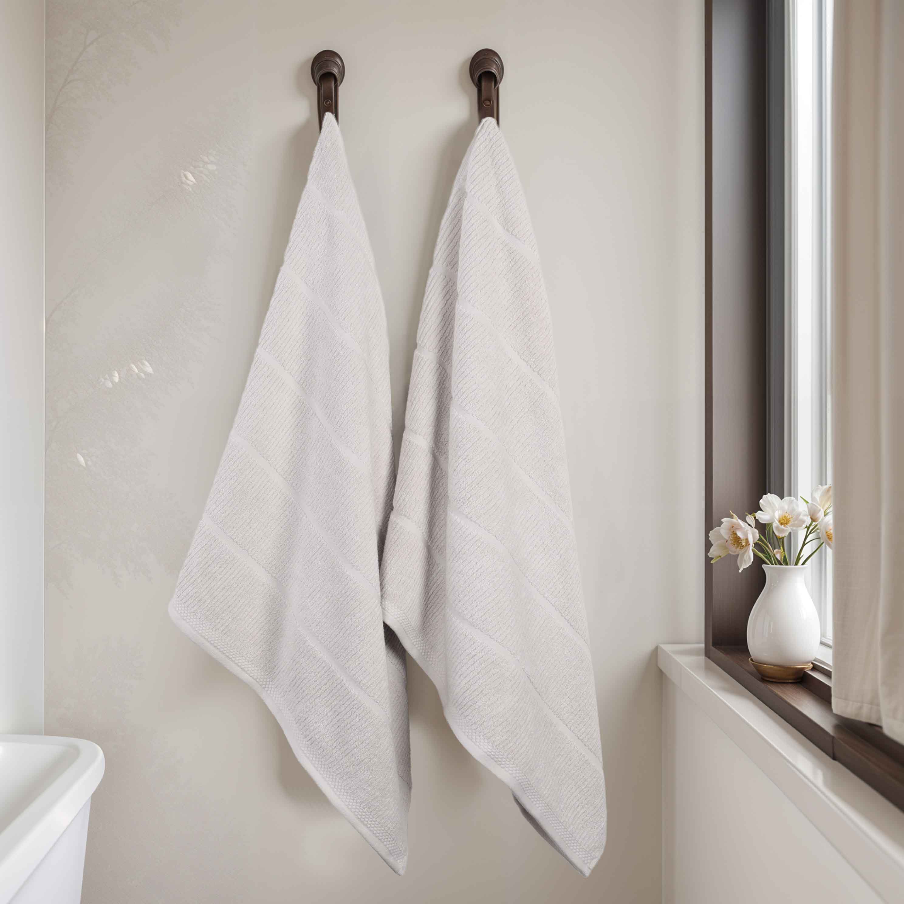 Premium Milo Smart Twist Cotton Bath Sheets - Ultra Soft & Absorbent Ribbed Design, Set of 2 (60