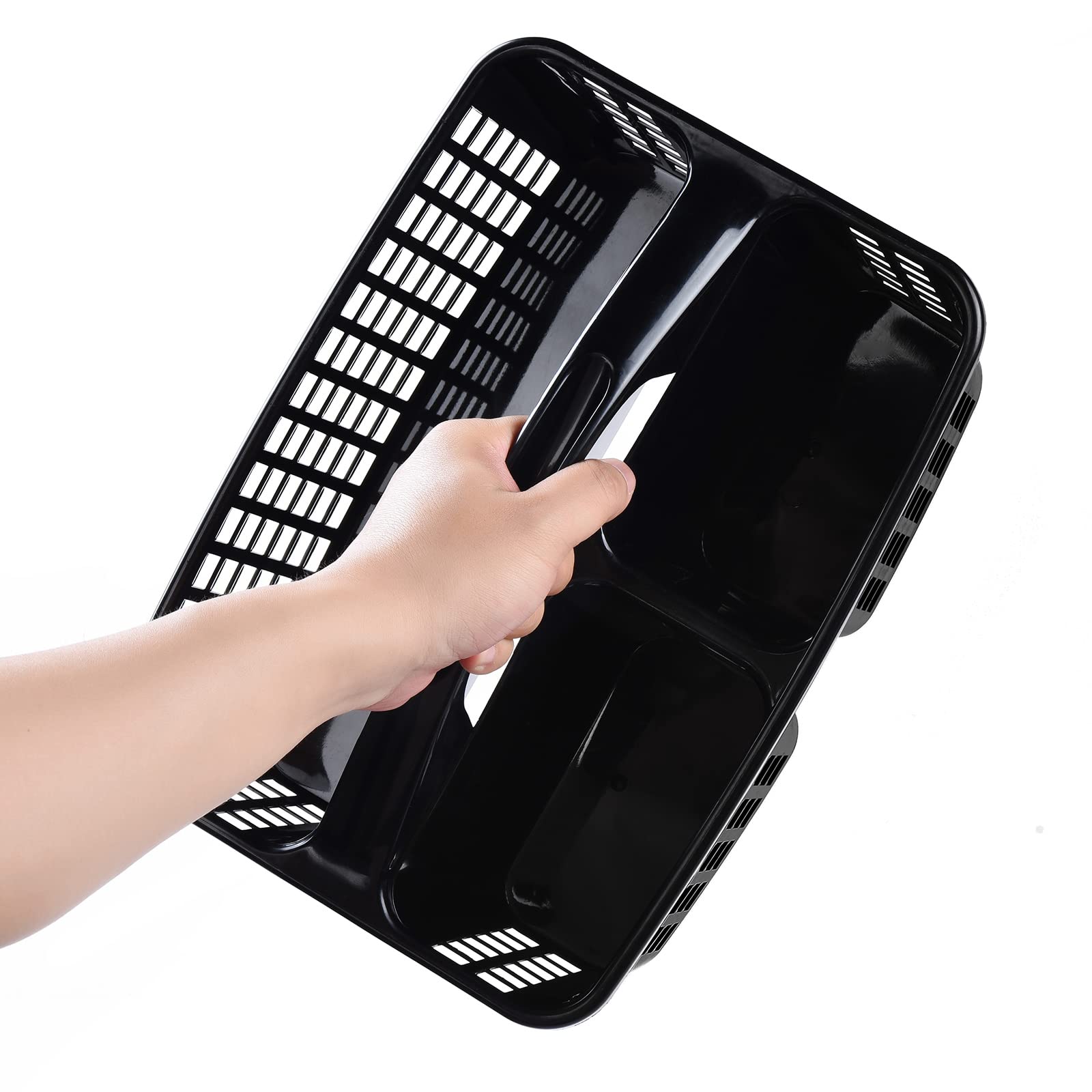 ALINK Plastic Shower Caddy Organizer with Multiple Compartments | Portable Bathroom Storage Basket with Handle | Perfect for College Dorm, Apartment & Travel Use | Black