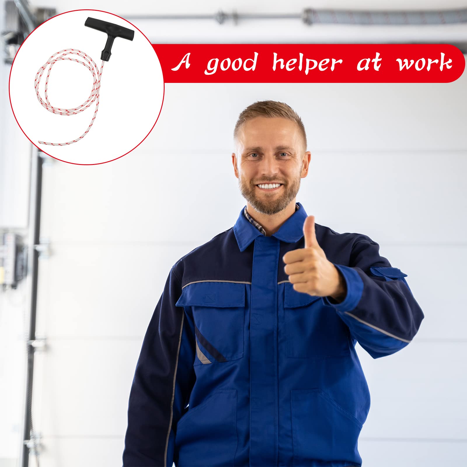 3-Pack Garage Door Emergency Release Pull Cord with Handle - 1 Meter Starter Rope & Grip - Attic Ladder Pull Cord - Heavy Duty Garage Door Opener Accessories for Home Safety & Maintenance