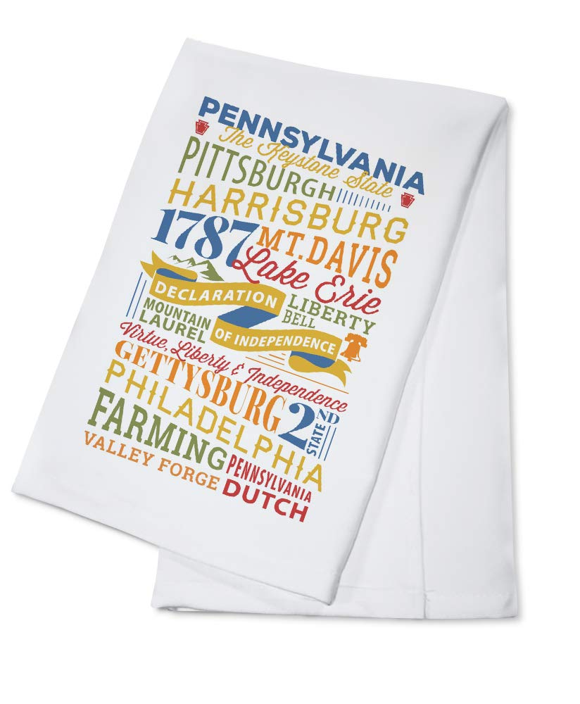 Harrisburg Pennsylvania Typography Stacked Cotton Tea Towel - 100% Cotton Decorative Hand Towel for Kitchen & Home - Perfect for Cooking, Drying Dishes & Farmhouse Decor