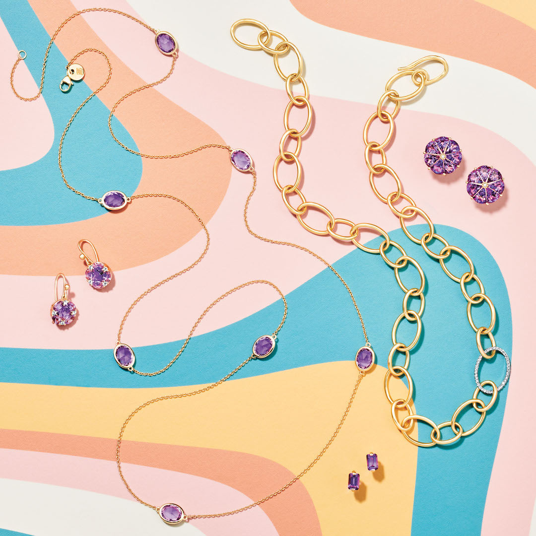 Exquisite Amethyst & Diamond Quadrille Drop Earrings for Women – Perfect for Weddings, Parties & Special Occasions