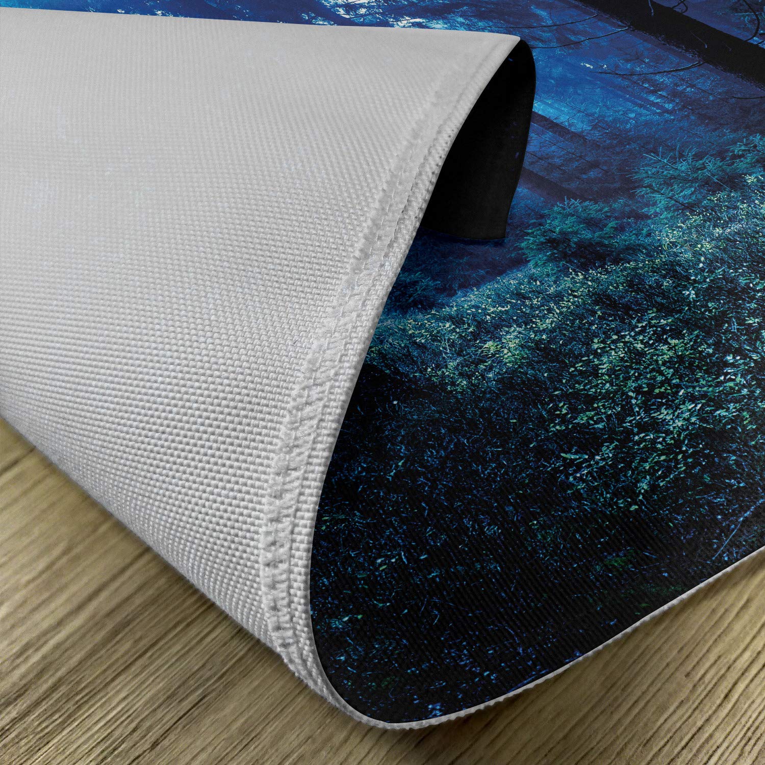 Ambesonne Set of 4 Washable Fabric Placemats - Misty Autumn Forest in Thuringia Germany, Blue Green White Nature Design for Dining Table & Kitchen Decor | Perfect for Fall Dinner Parties, Holiday Gatherings & Cozy Family Meals