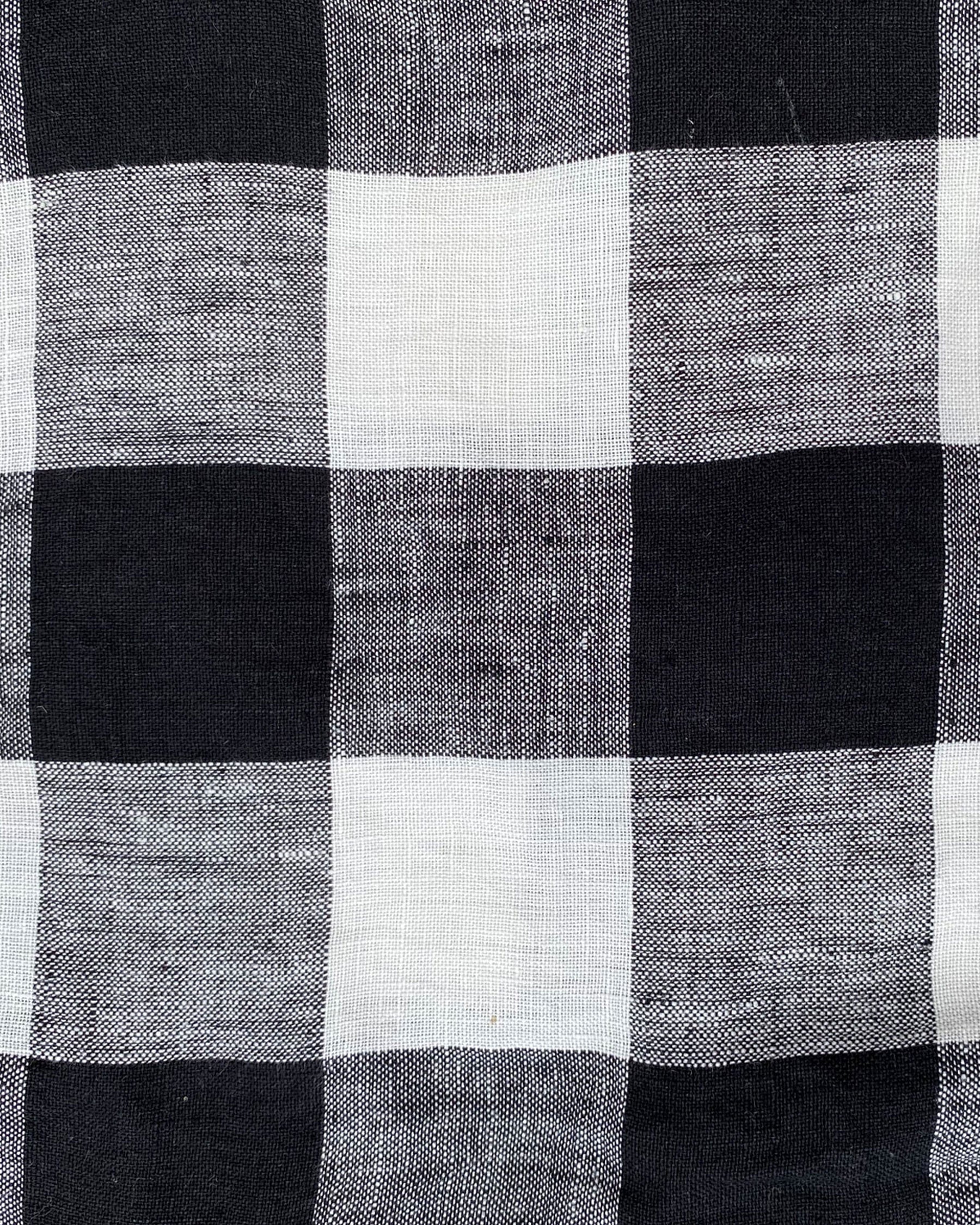 Black and White Gingham Linen Napkins Set of 6 - Premium Cotton Table Napkins for Dinner Parties, Picnics, and Everyday Dining