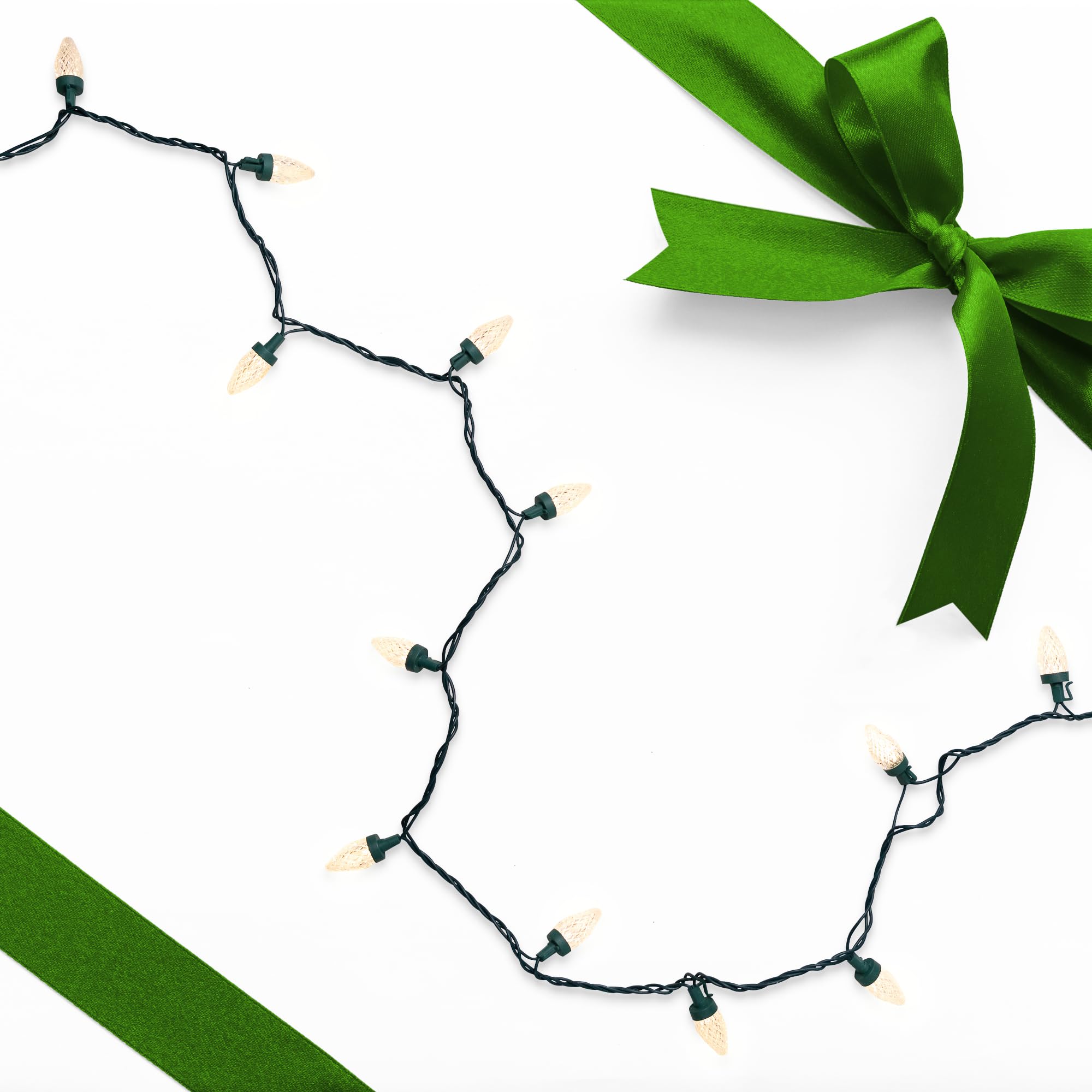 Northlight LED C7 Faceted Christmas Lights - Warm White - 20.25' Green Wire - 50 Count - Perfect for Indoor/Outdoor Holiday Decorations, Christmas Trees, and Home Lighting