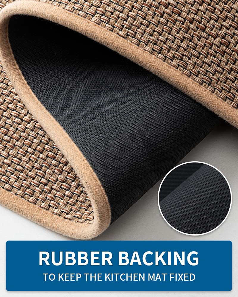 Non-Slip Washable Kitchen Runner Rug 1.6' x 8' - Anti-Skid Hallway Carpet for Kitchen Floor, Sink Front, Entryway - Beige Runner Mat for Home, Office & High Traffic Areas
