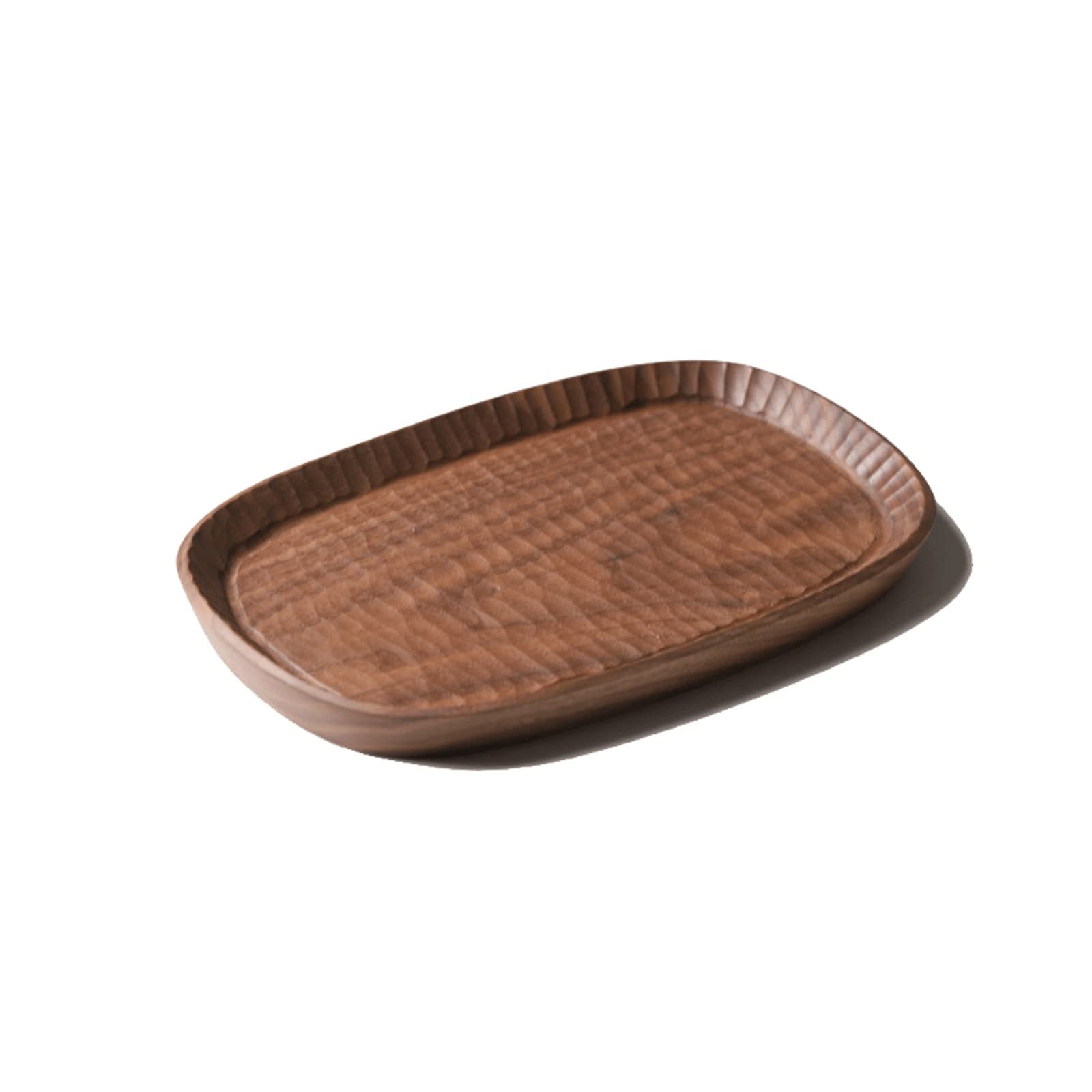 Handcrafted Wooden Serving Tray - Decorative Multi-Purpose Tray for Food, Snacks, Fruits | Rustic Home Decor Serving Plate | Perfect for Entertaining, Dining, and Kitchen Organization (Brown)