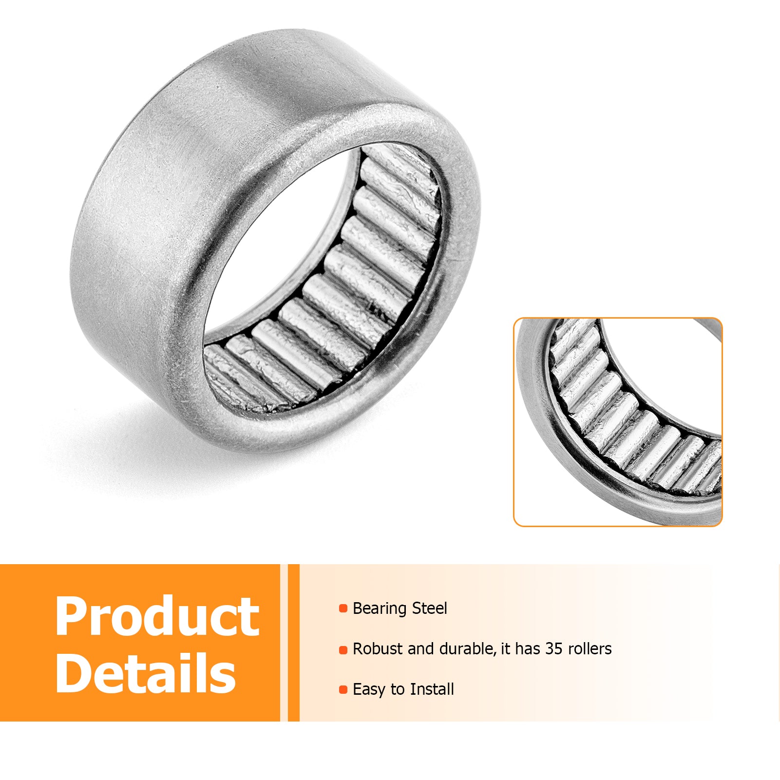 1958-1999 Harley Davidson Evolution Single Cam Needle Roller Bearing Full Complement Drawn Cup - Replacement Part for Motorcycle Engine Repair & Maintenance