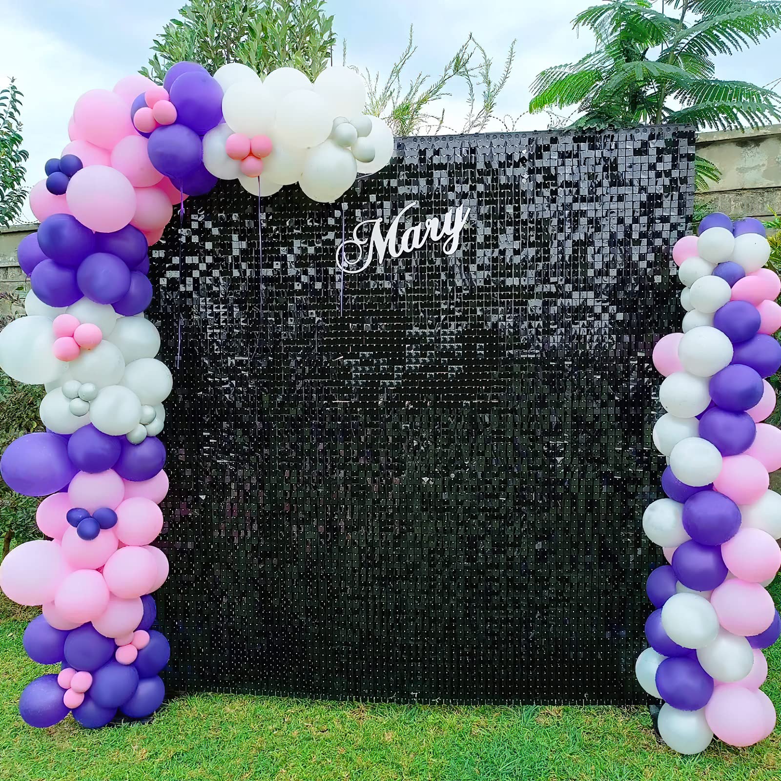 30pcs Black Shimmer Wall Backdrop Panels - Glitter Party Backdrop for Birthday, Disco, Graduation Decorations - Indoor & Outdoor Use - Perfect for Events, Photo Booths & Home Decor