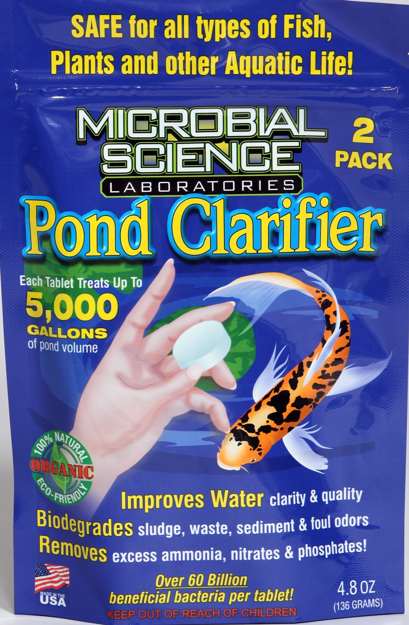 Pond Clarifier Tablets 2-Pack - Crystal Clear Water Treatment for Ponds & Fountains | Improves Water Clarity & Reduces Algae Growth