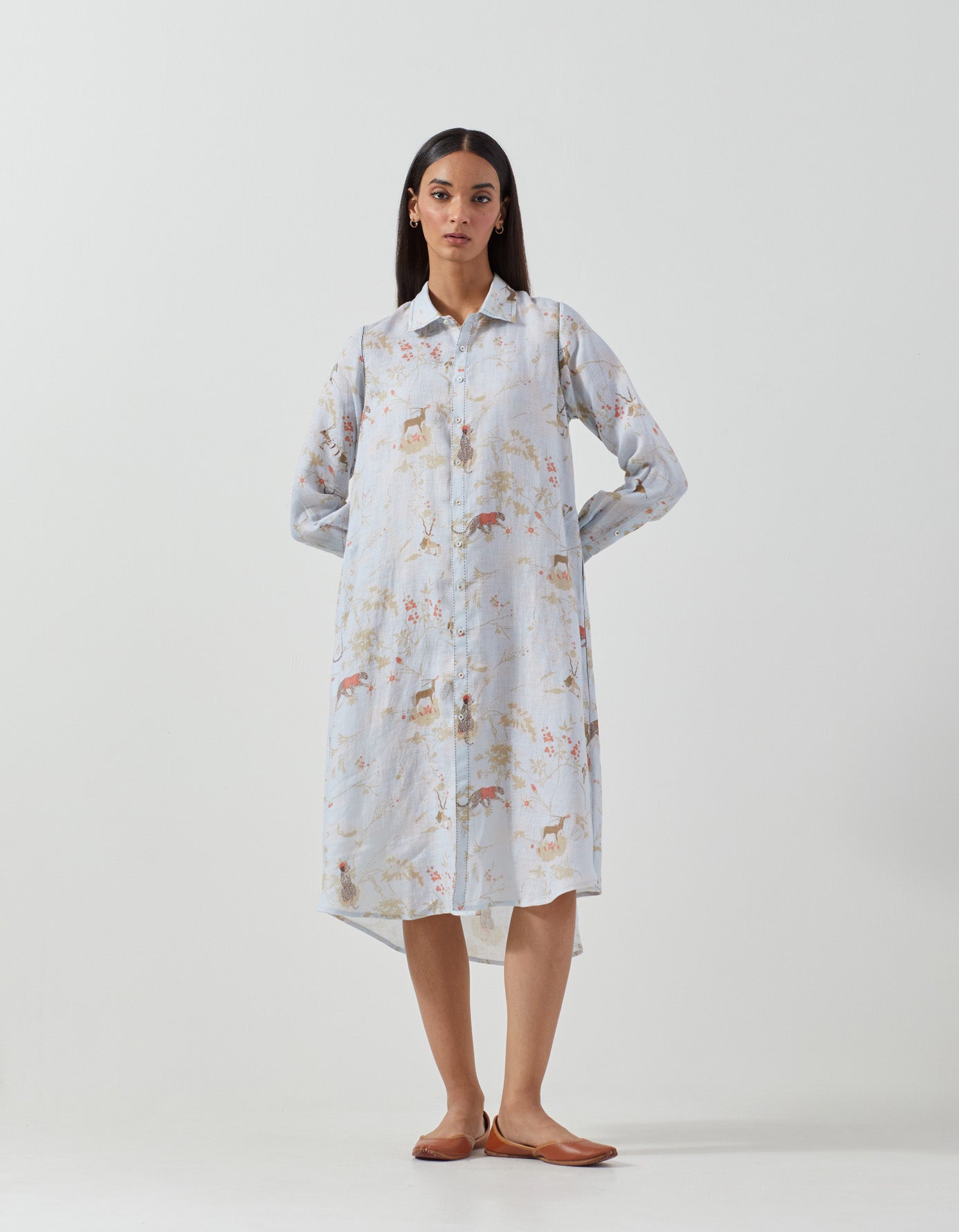 Usha Linen Dress in Ice Blue - Breathable & Stylish Summer Outfit for Women | Perfect for Beach, Vacation & Casual Wear