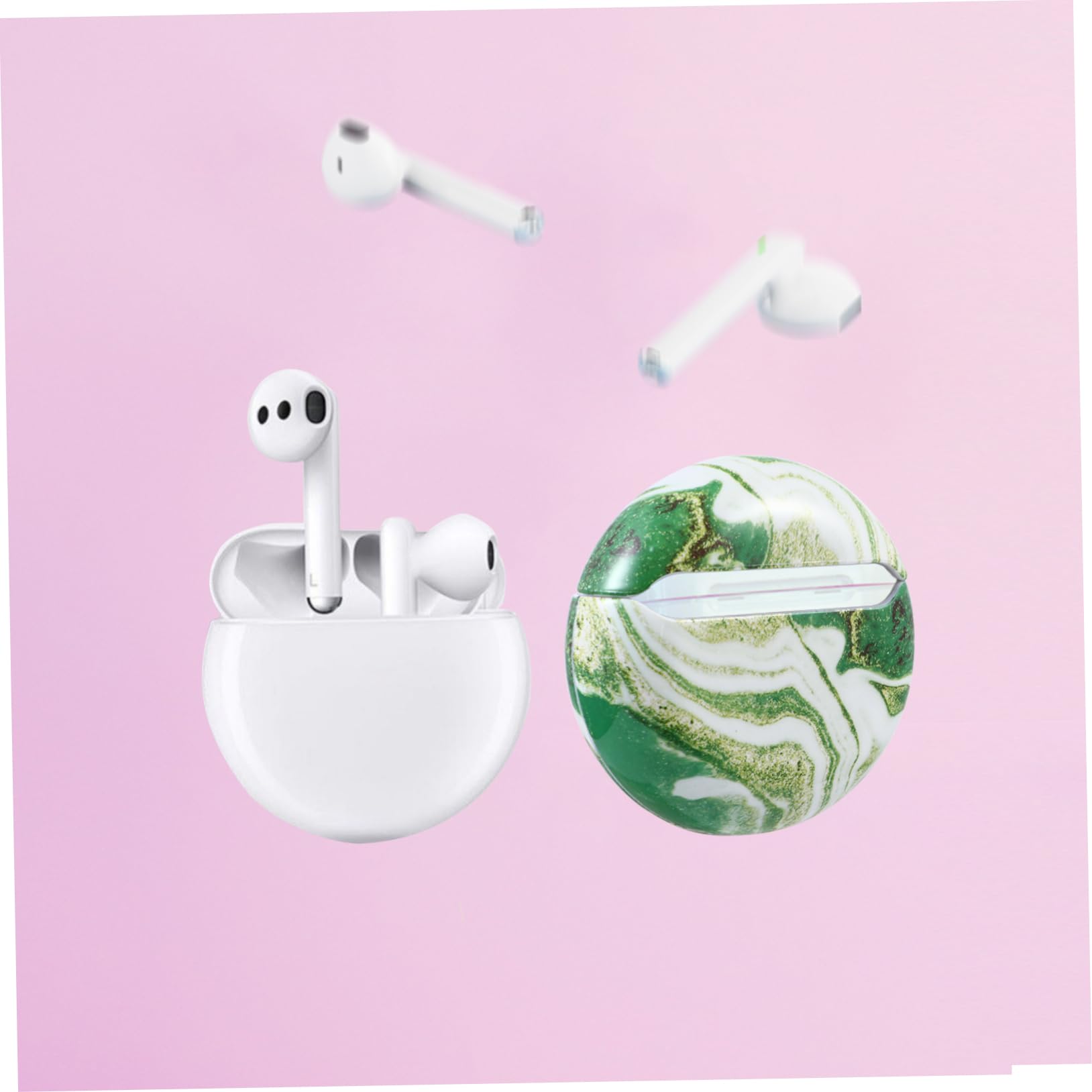 Homoyoyo Marble Earphone Cover - 1pc Stylish Protective Case for AirPods, Earbuds & Headphones | Marble Pattern Stud Box Pouch | Perfect for Travel, Gym & Daily Use