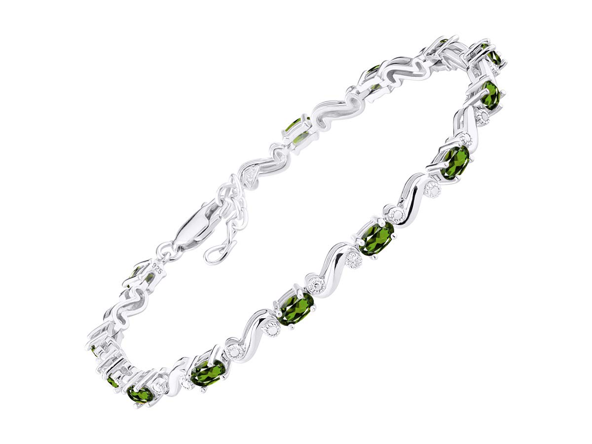 Rylos 925 Sterling Silver Tennis Bracelet for Women - Classic S Design with Gemstones & Diamonds, Adjustable 7