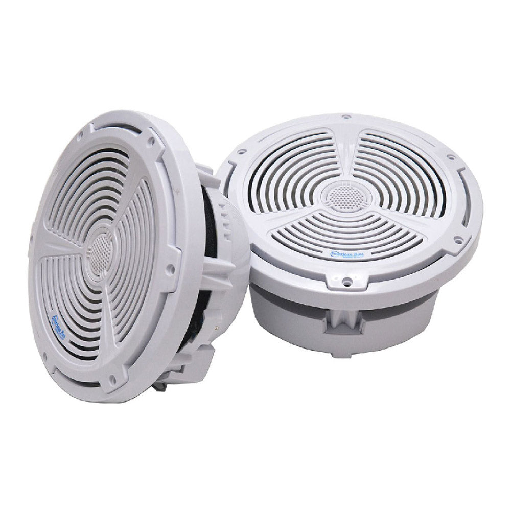 American Bass ABMRE7F 7 Inch 2-Way Marine Grade Waterproof Speakers (White) - Premium Boat Audio System for Yachts, Fishing Boats & Outdoor Marine Use