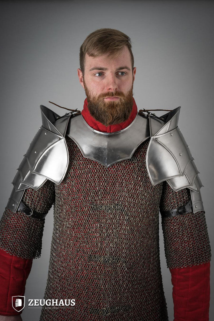 Pauldrons with Bladebreakers - Champion Polished Armor Shoulder Guards for Cosplay, LARP & Medieval Reenactment | Perfect for Renaissance Fairs & Fantasy Costumes