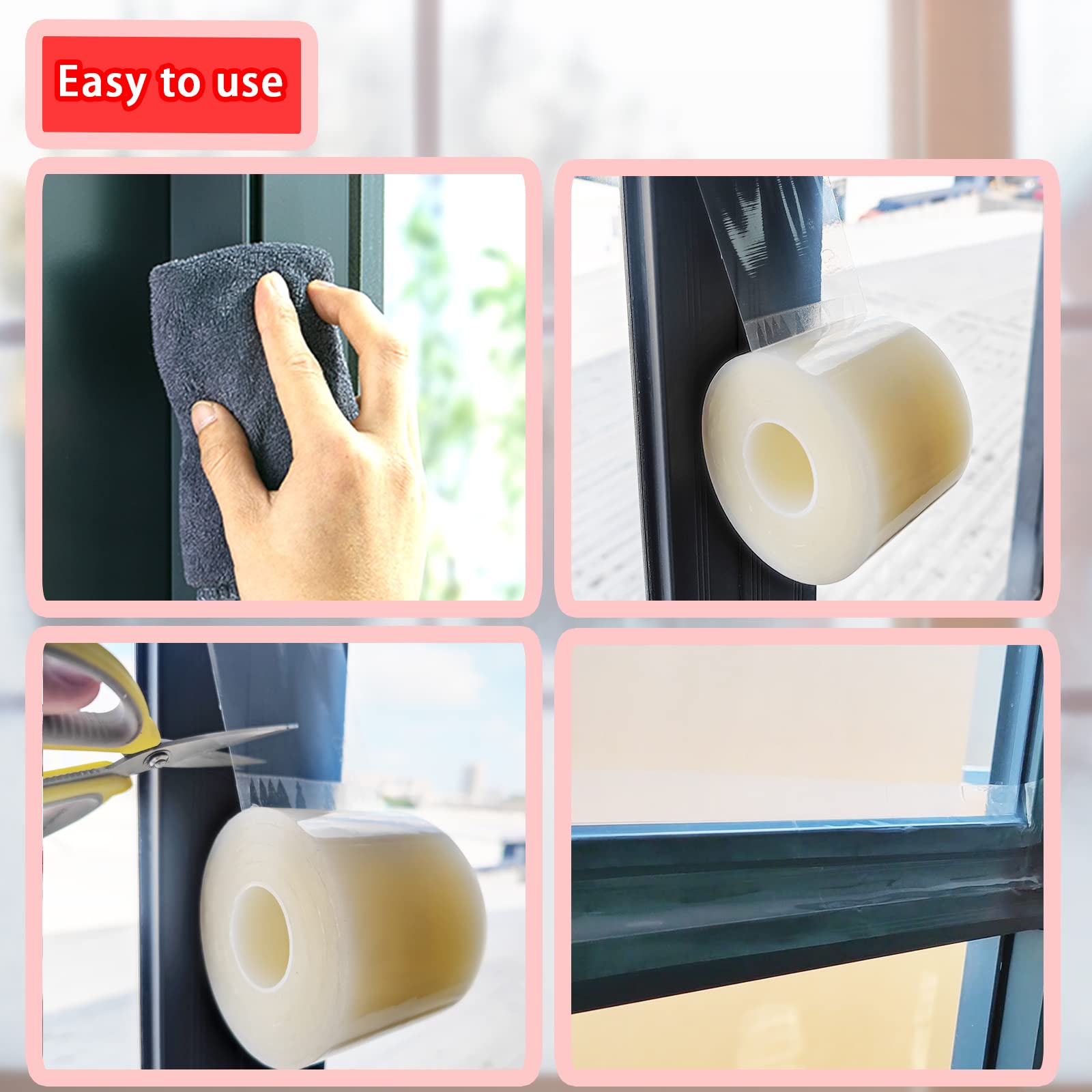 Birllaid 3 Inch x 55 Yards Clear Window Weather Sealing Tape - No Residue AC Insulation Film for Doors & Windows | Perfect for Winter Draft Proofing & Energy Efficiency