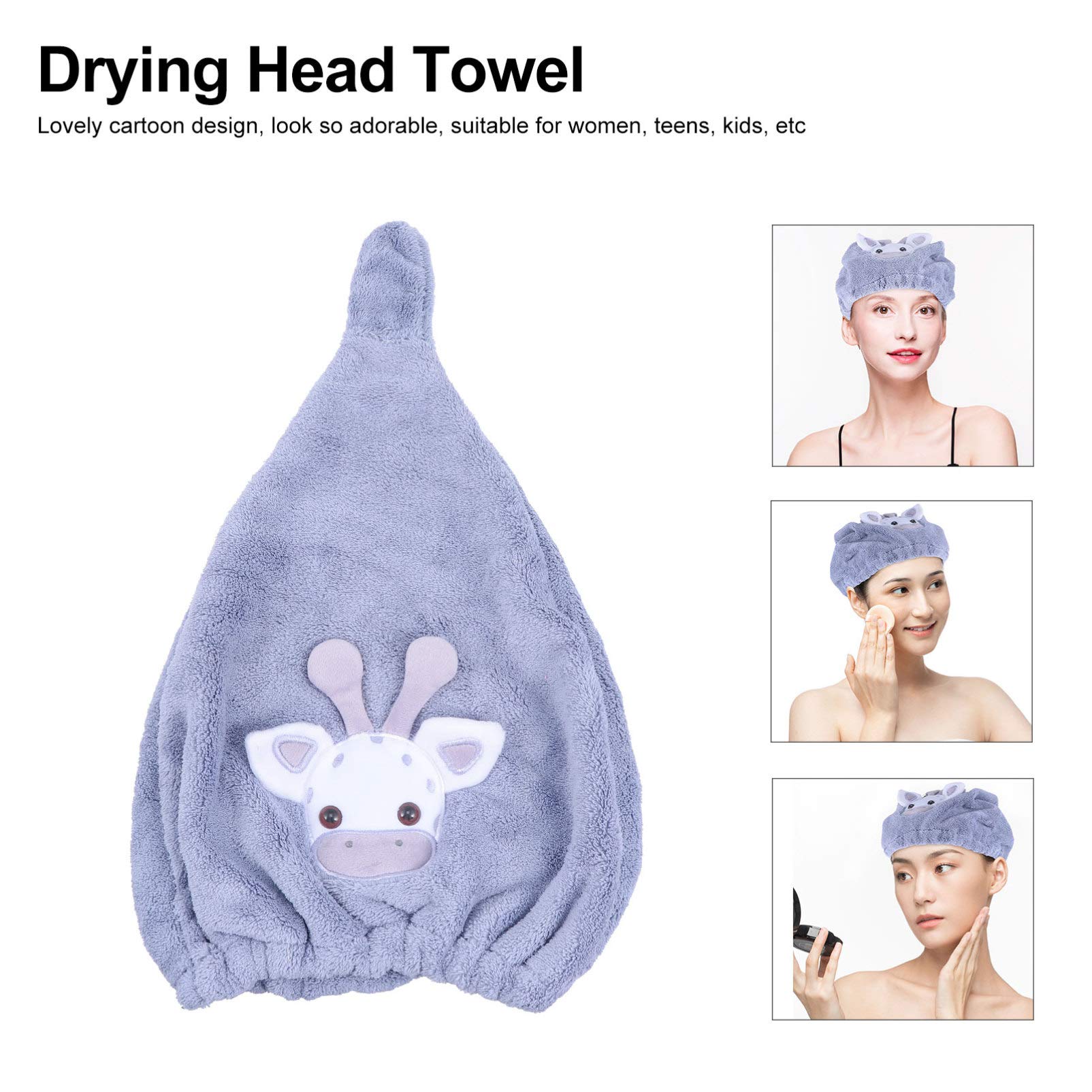 Beaupretty Microfiber Hair Towel Wrap - Super Absorbent Quick Dry Hair Turban for Women & Girls, Soft Hair Drying Cap for Shower, Bath & Salon Use (Grey)