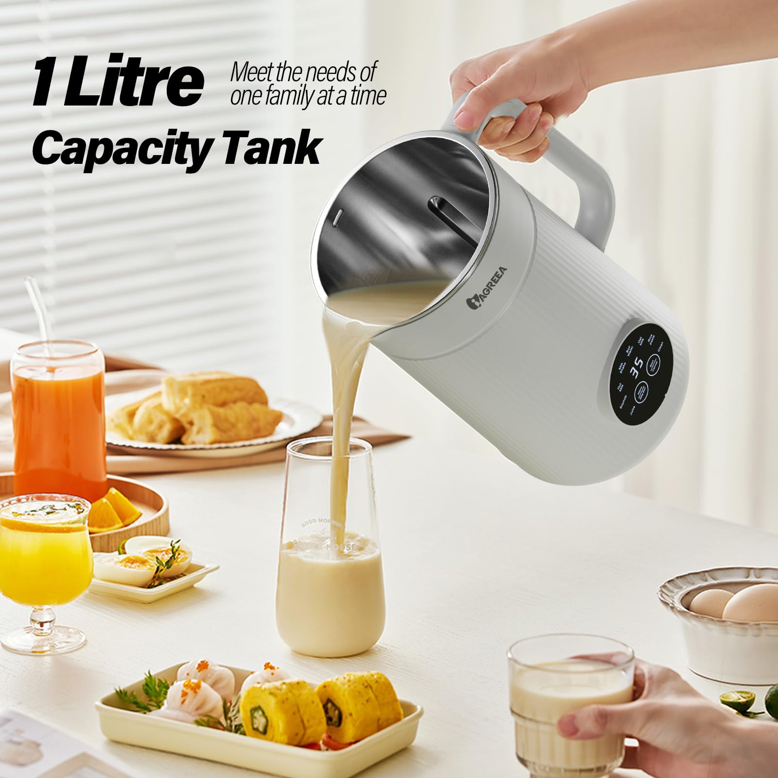 IAGREEA Automatic Nut Milk Maker Machine - 35 oz Homemade Almond, Oat, Soy & Plant-Based Milk Maker for Dairy-Free Beverages | 10-Blade Countertop Blender with 2-Hour Heat Preservation | Perfect for Vegan, Keto & Healthy Lifestyles