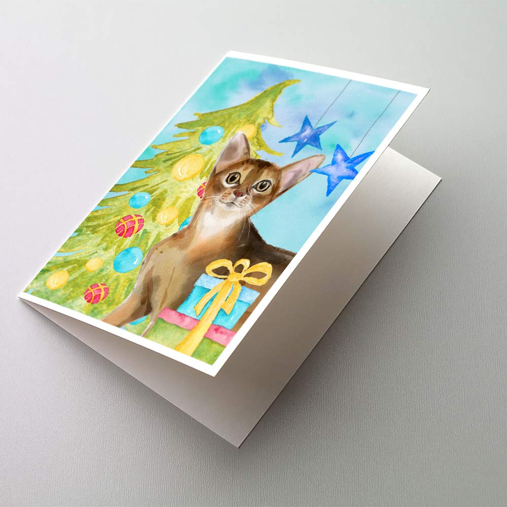 Abyssinian Cat Christmas Greeting Cards - Pack of 8 Blank A7 Note Cards (5x7) with Envelopes | Whimsical Holiday Stationery for Christmas Gifts, Party Invitations & Festive Correspondence