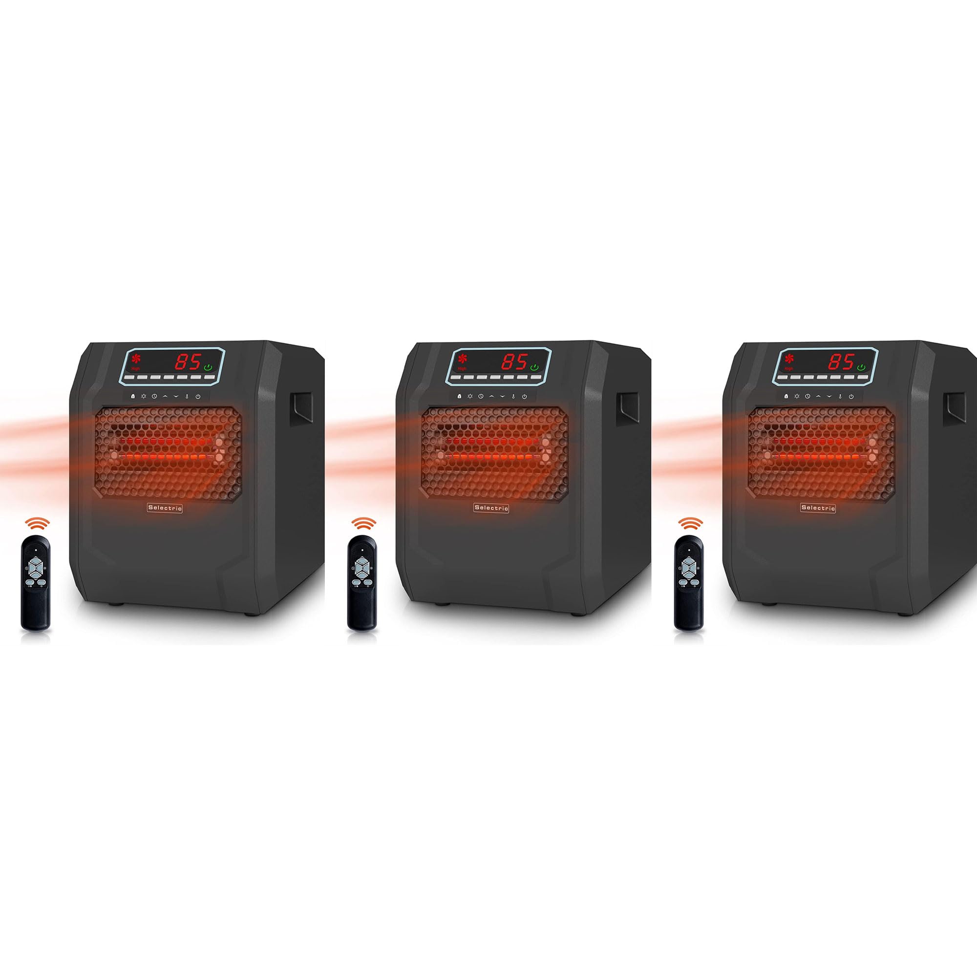 VOLTORB Freestanding Portable Electric Space Heater - 1500W Fast Heating with LED Display & Remote Control, Fan Only Mode - Perfect for Bedroom, Office, Indoor Use - Energy Efficient & Quiet (3 Pack) - Stay Warm in Winter & Cool in Summer