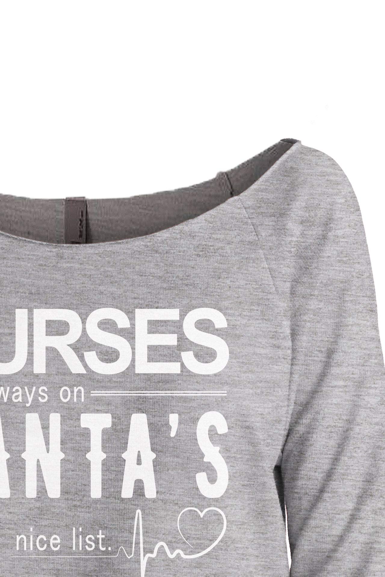 Nursing T-Shirt - 'Nurses Are Always On Santa's Nice List' Funny Women's Raglan 3/4 Sleeve Lightweight Sweatshirt - Perfect for Casual Wear, Nursing Appreciation Gifts & Christmas