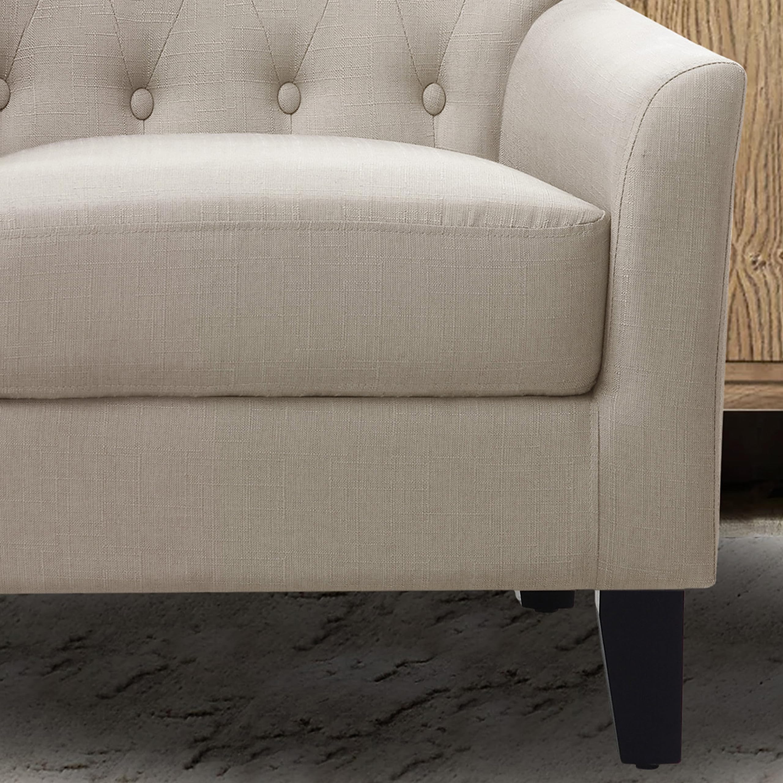 Rosevera Brayle Rosevara Tufted Back Accent Chair - Comfy Padded Seat Living Room, Bedroom & Office Furniture - High-Quality Polyester Upholstery in Warm Beige | Perfect for Reading Nooks, Lounge Areas & Small Spaces