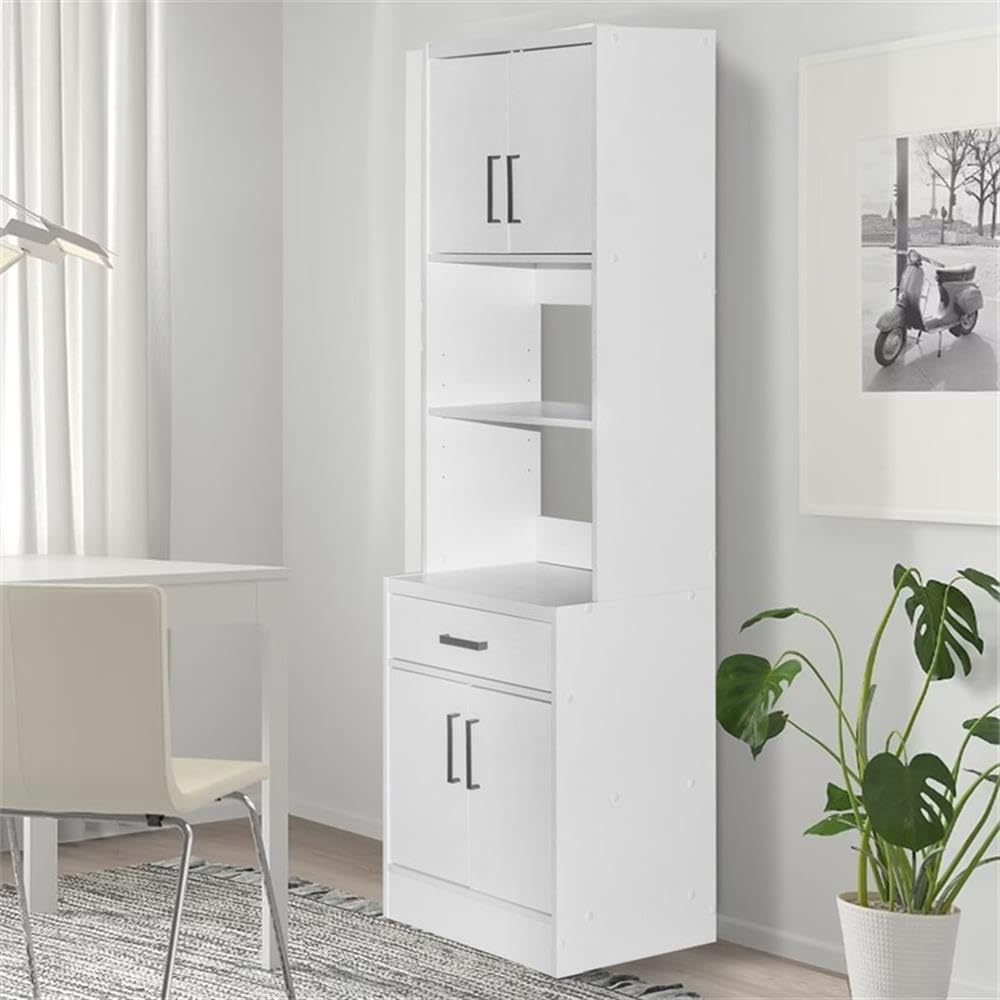 Better Home Products Shelby Tall Wooden Kitchen Pantry in White - Spacious Storage Cabinet for Kitchen, Dining Room & Pantry Organization