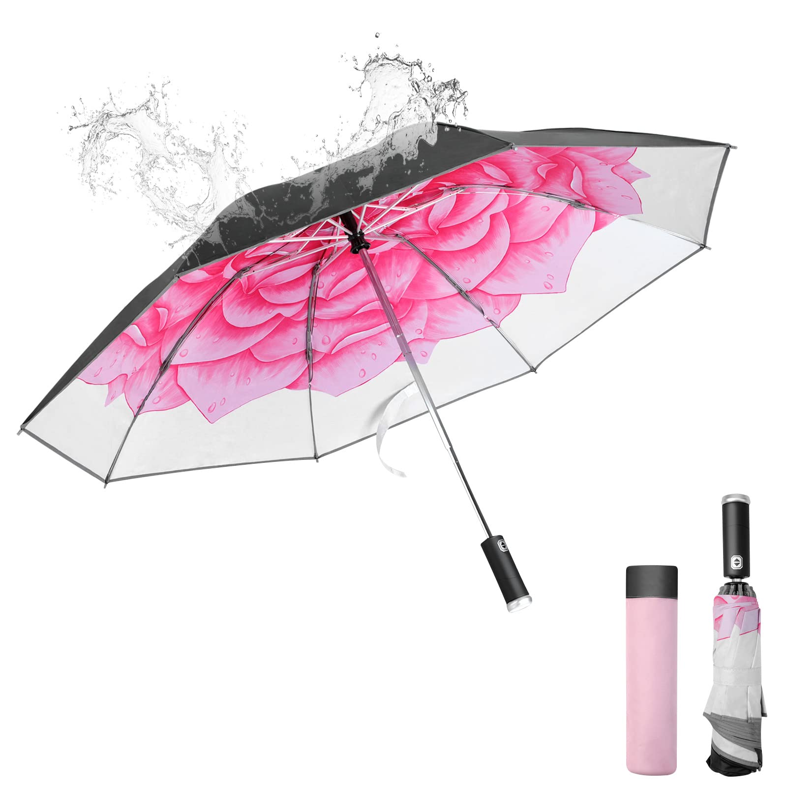 Windproof Travel Umbrella - Auto Open/Close Compact Rain Umbrella with Strong Metal Frame, Waterproof & Durable for Men Women - Perfect for Commuting, Business Trips & Outdoor Adventures