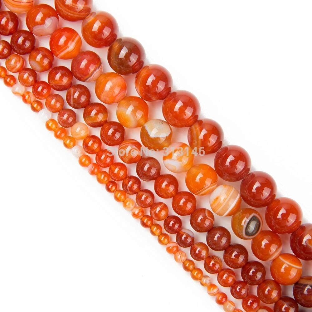 Natural Round Semi-Precious Agate Sardonyx Stone Beads - 8mm DIY Jewelry Making Supplies (48 Pcs, 15