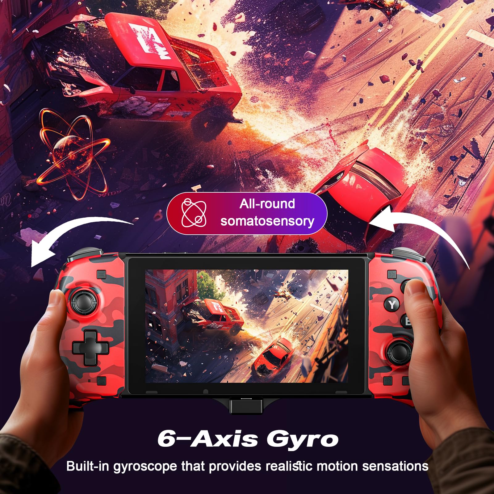 Wireless Switch Pro Controller for Nintendo Switch/OLED - Adjustable Turbo, Dual Motor Vibration, Ergonomic Joypad | Perfect for Mario Kart, Smash Bros & Handheld Gaming