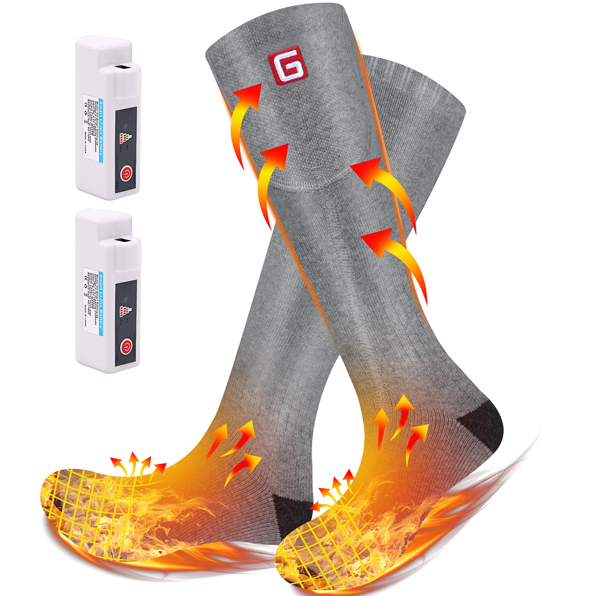 Autocastle Rechargeable Electric Heated Socks for Men & Women - Battery-Powered Winter Thermal Socks, Washable Foot Warmers for Outdoor Activities - Perfect for Hunting, Camping, Skiing & Hiking in Cold Weather