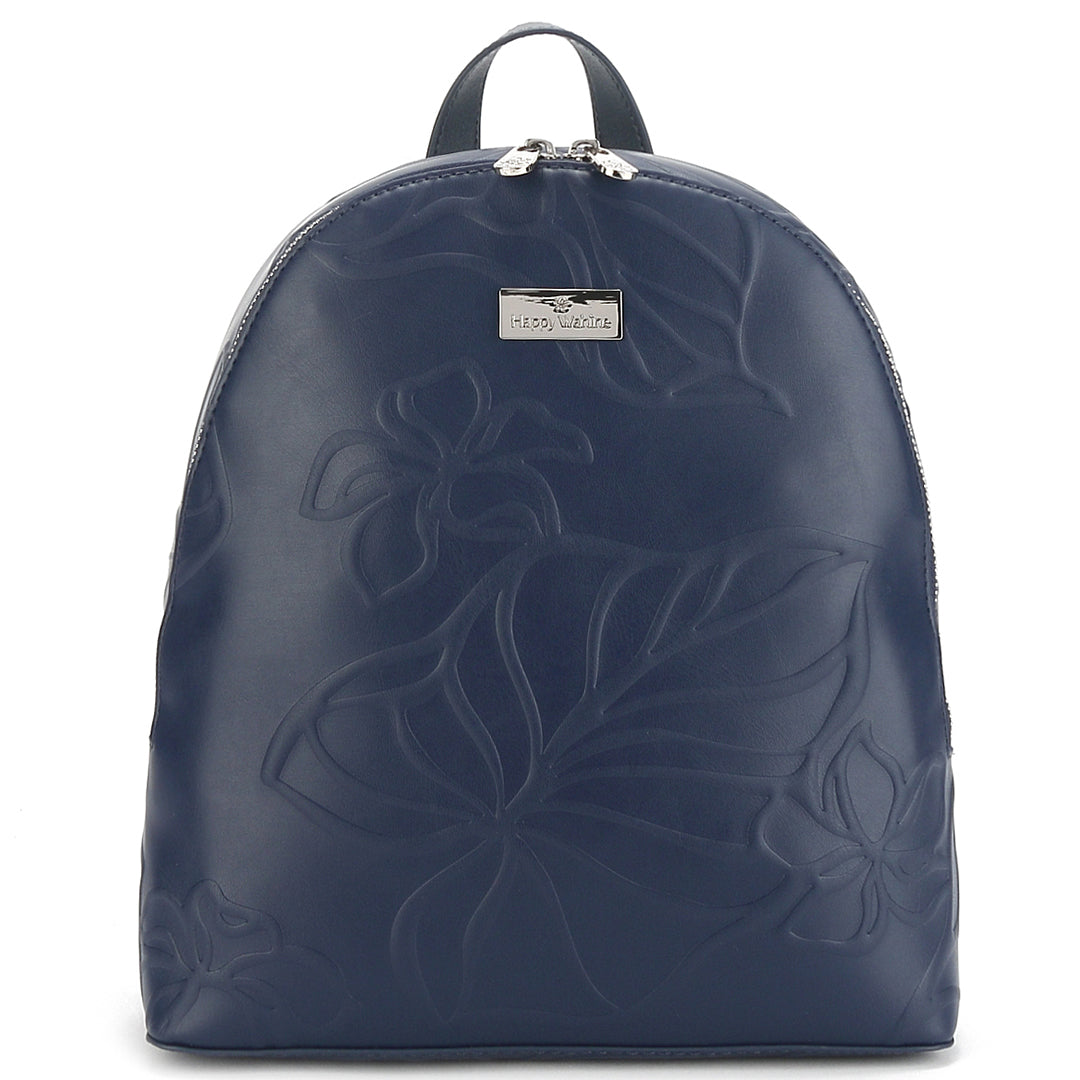 Tiffany Kalo Embossed Navy Backpack for Women - Stylish Laptop Bag for Work, School & Travel | Durable Water-Resistant College Backpack with USB Charging Port