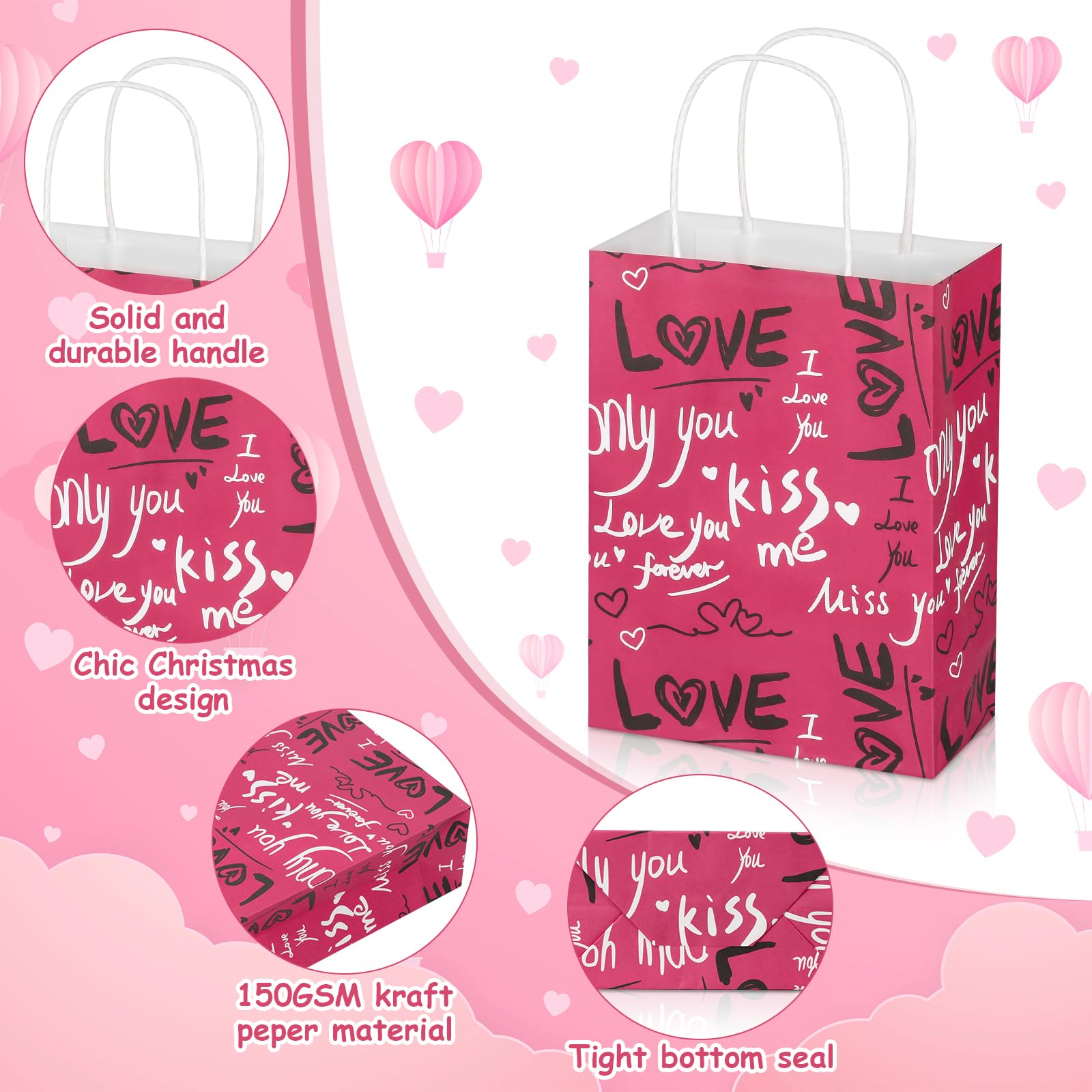 28 Pcs Valentine's Day Kraft Gift Bags - Eco-Friendly Holiday Paper Bags for Christmas, Classroom Treats, Party Favors & Goodie Bags - Perfect for Valentine's Gifts, School Events & Birthday Celebrations