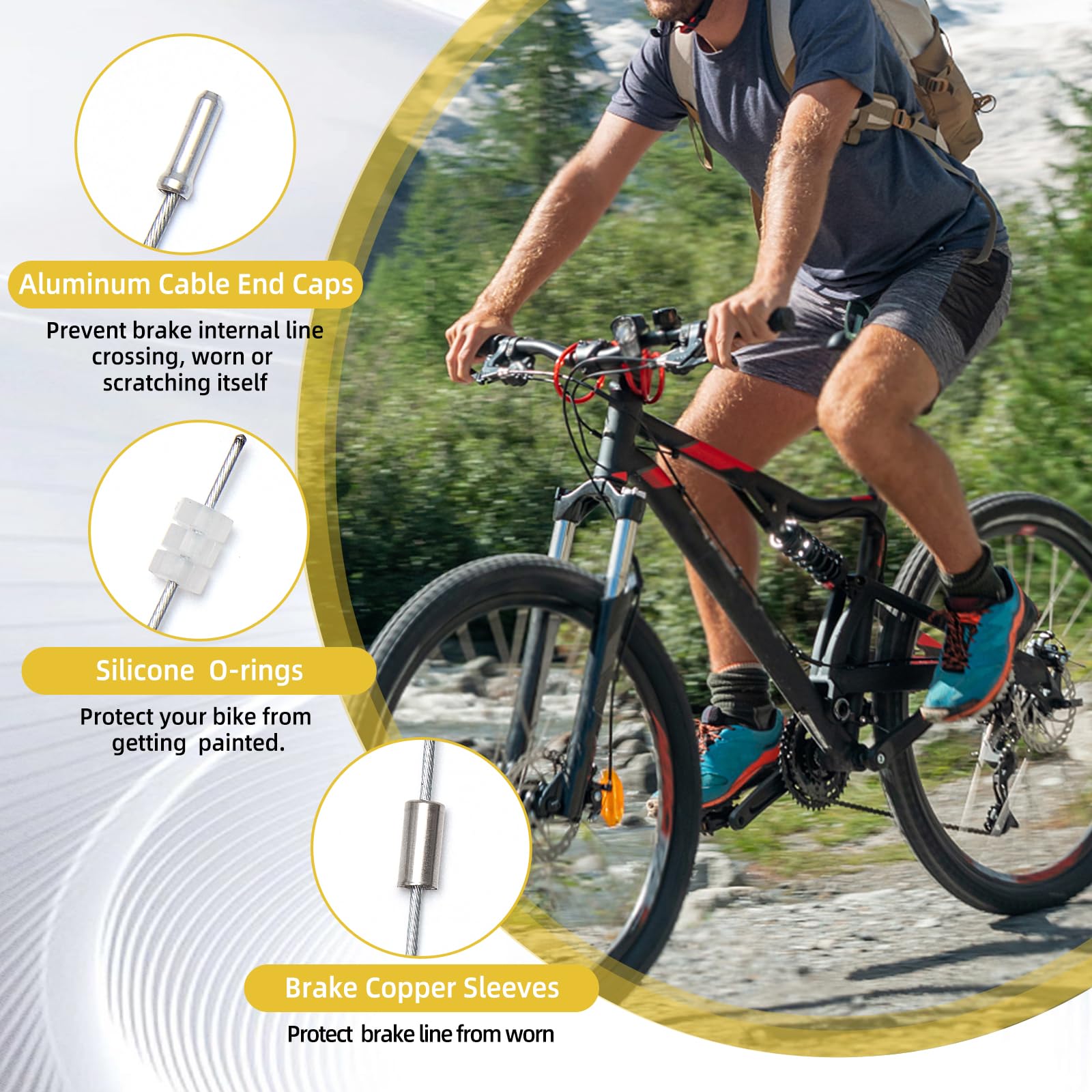 103-Piece Bike Brake Cable Kit - Stainless Steel Cable Cutter, Brake & Shifter Cables, Housing Set with End Caps, Copper Sleeves & O-Rings - Perfect for Mountain & Road Bike Maintenance & Repair
