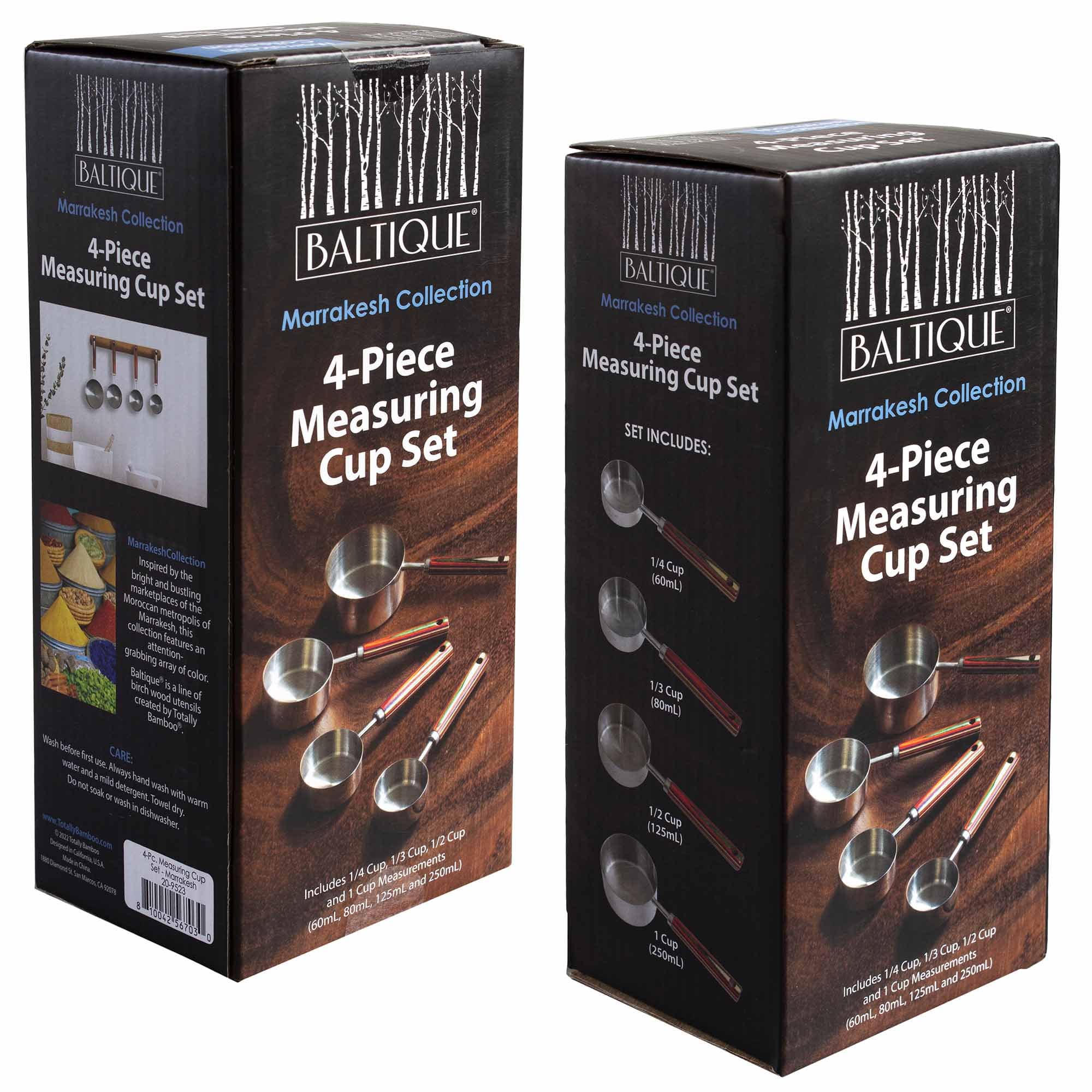 Baltique® Marrakesh Collection 4-Piece Measuring Cup Set - Durable Plastic Measuring Cups for Baking, Cooking & Kitchen Use - Perfect for Dry & Liquid Ingredients (1/4, 1/3, 1/2 & 1 Cup)