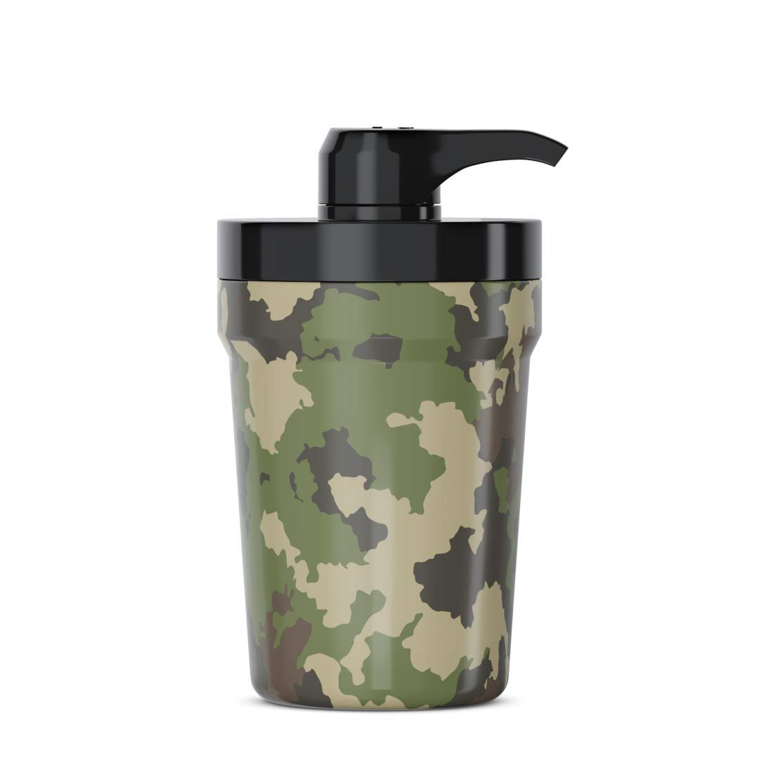 Portable Hand Sanitizer Dispenser for Car Cup Holders - Green Camo Design | Touch-Free Sanitizing Solution for Travel, Office & Daily Commute