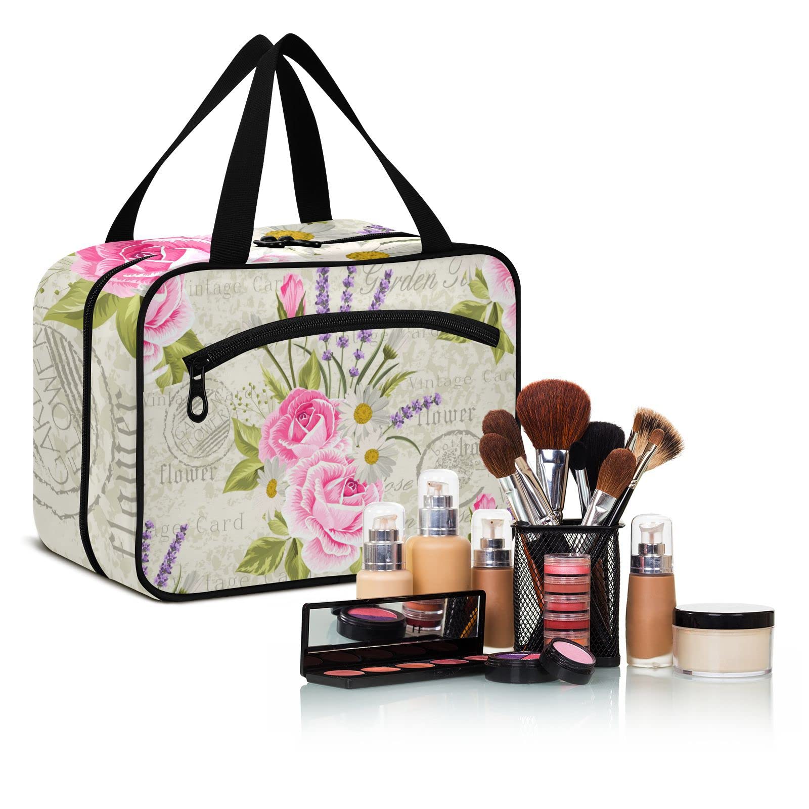 Lavender Travel Toiletry Bag for Women - Hanging Cosmetic Organizer for Makeup & Bathroom