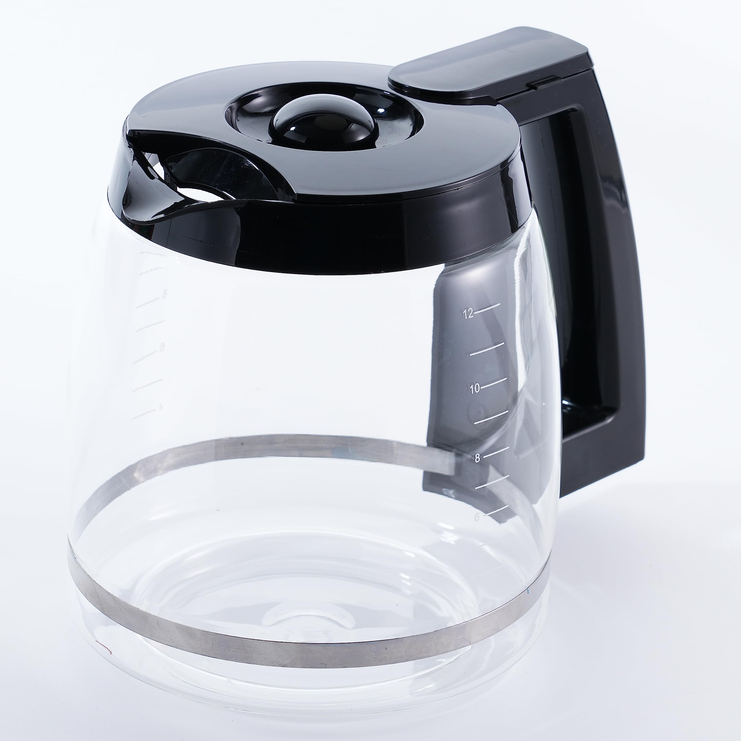 12-Cup Glass Carafe Replacement for Cuisinart DCC-1200PRC Coffee Maker - Decorative Stainless Steel Handle - Perfect for Home, Office & Restaurant Use