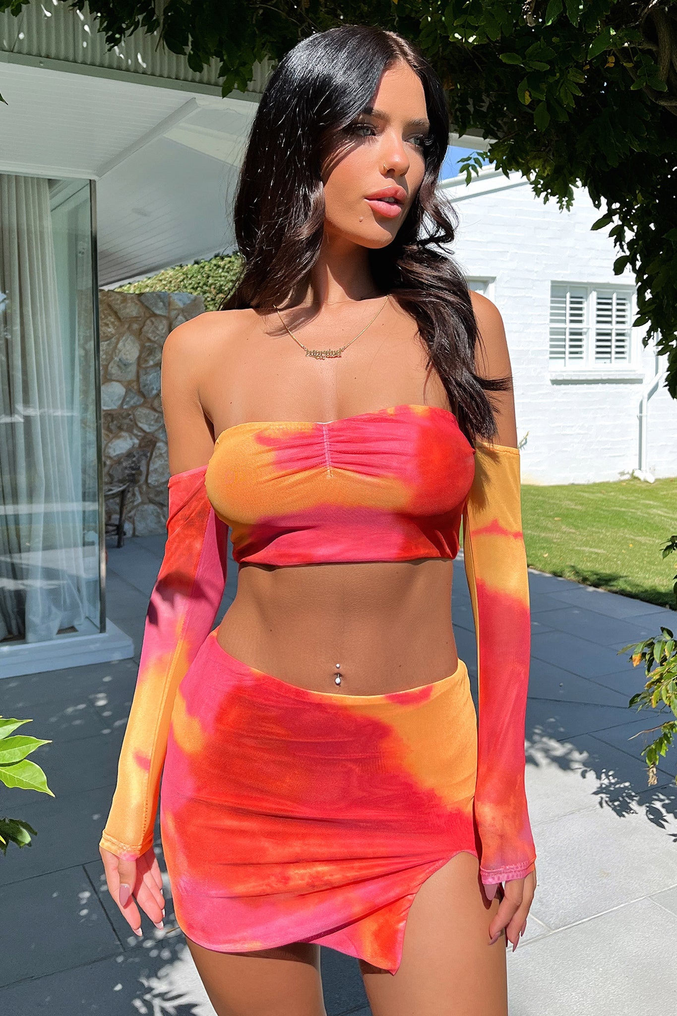 Aria Crop Top - Soft Pink & Sunny Yellow Women's Casual Shirt for Summer Outfits, Beachwear, and Music Festivals