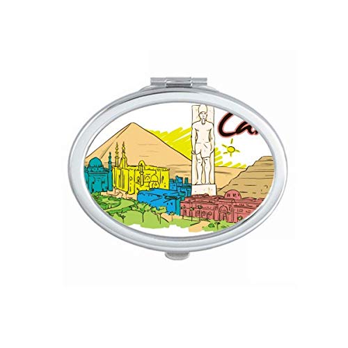 DIYthinker Ancient Egypt Decorative Pattern Portable Folding Mirror - Double Sided Makeup & Travel Mirror for Vanity, Handbag, and On-the-Go Touch Ups