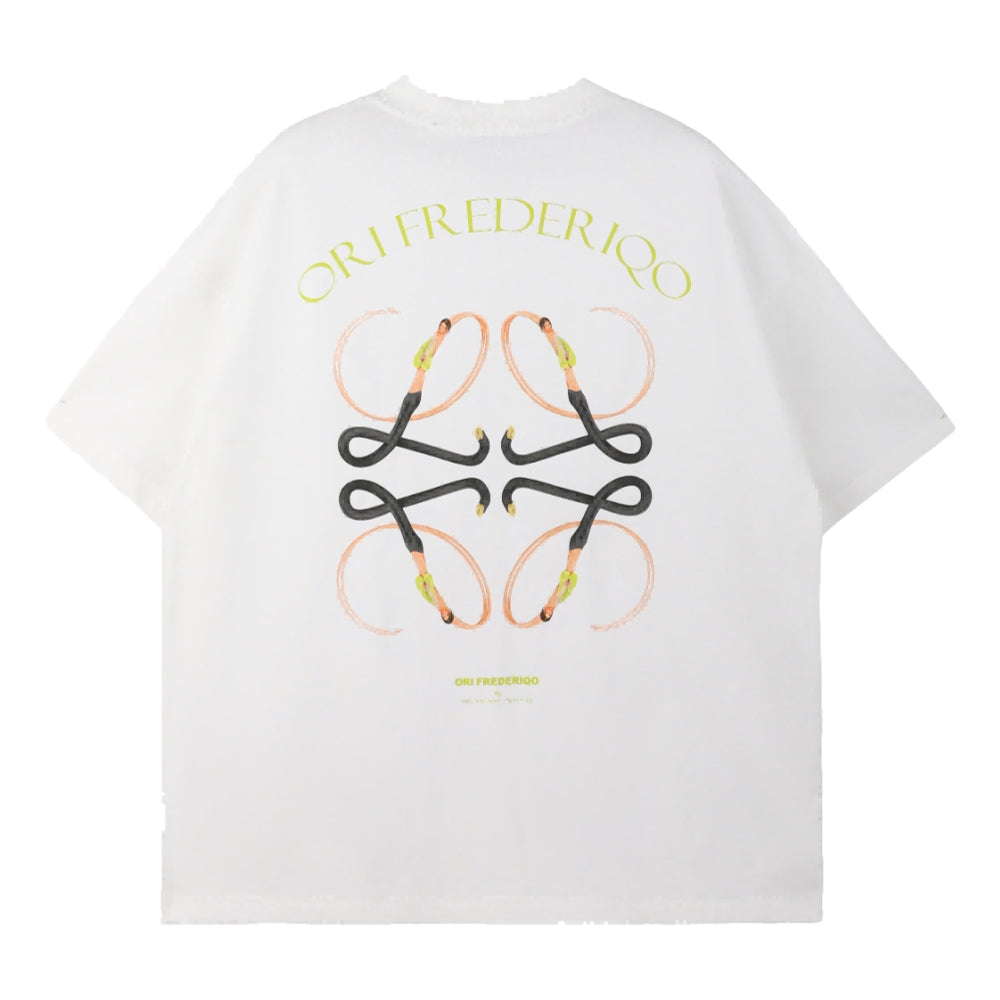Ori Frederiqo Loewe Classic Short Sleeve T-Shirt for Men - Premium White Cotton Tee - Casual Streetwear & Everyday Wear - ORI CFWOFP24003 WHI
