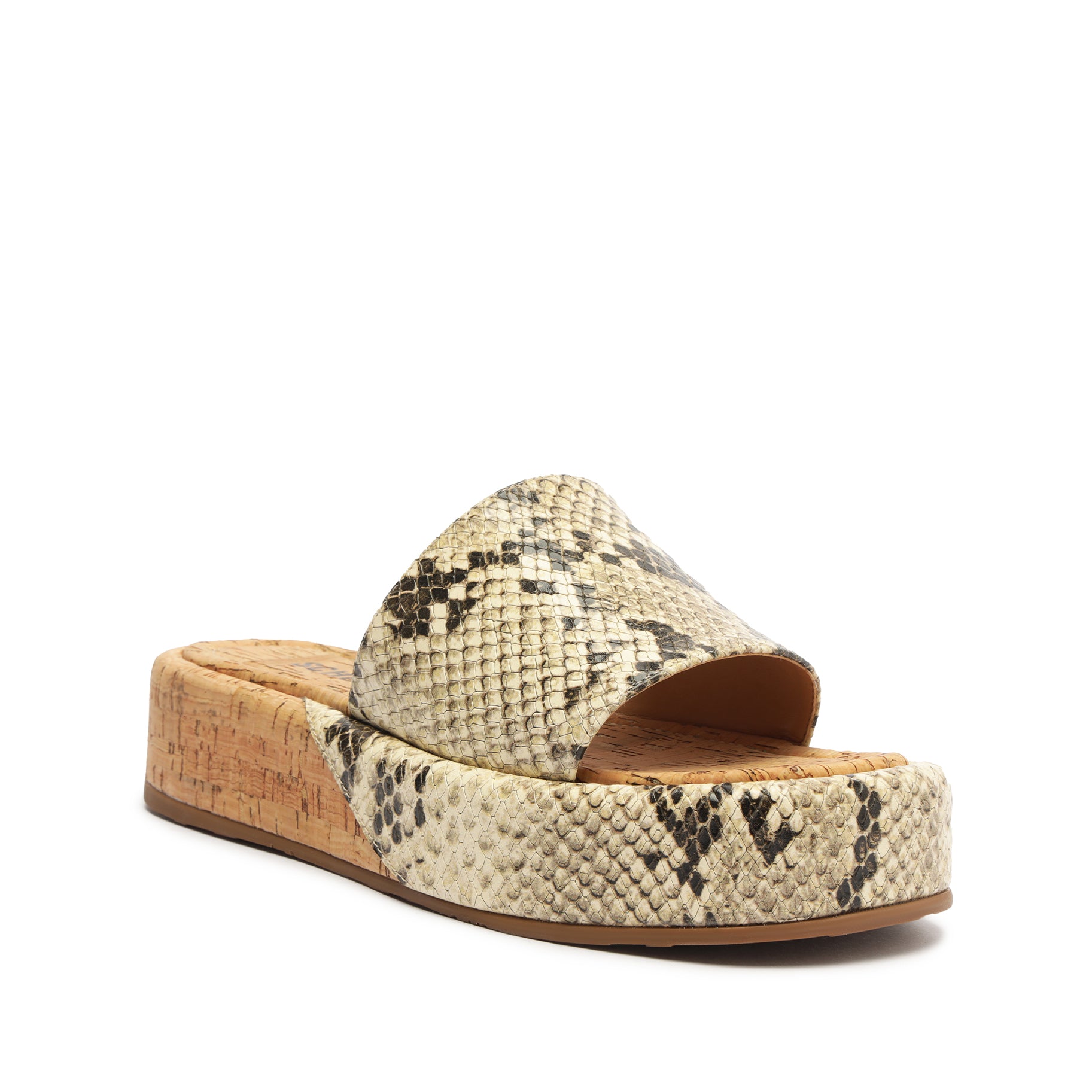 Yara Snake Embossed Leather Sandals for Women - Fashionable Summer Slide Sandals with Comfortable Cushion - Perfect for Beach, Vacation & Casual Outings