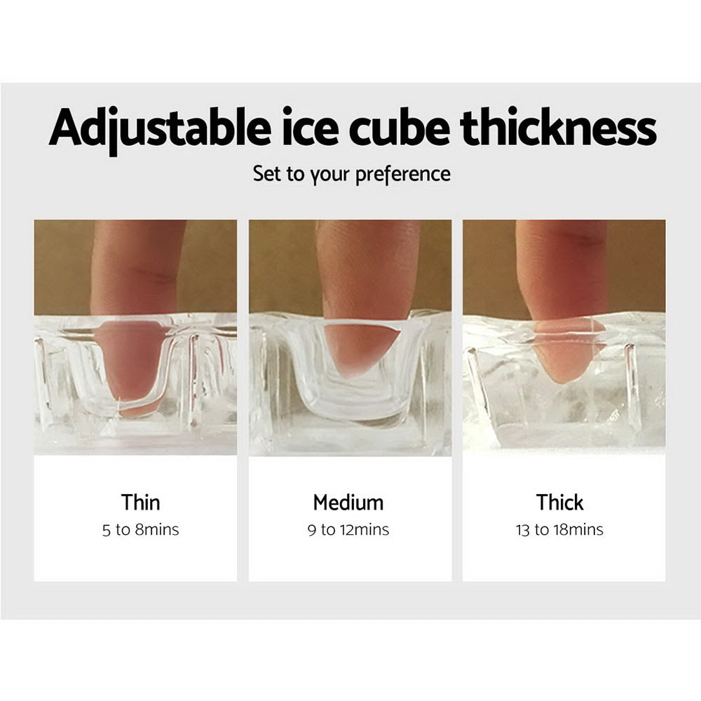 Devanti 3.2L Portable Ice Maker Machine - Fast Commercial Countertop Ice Cube Maker with Stainless Steel Housing - Perfect for Home, Office, Parties & Outdoor Use
