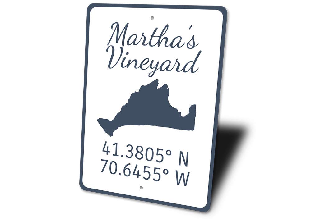 Martha's Vineyard Coordinates Sign - 12